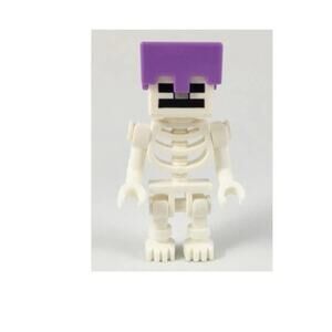 LEGO Minecraft Skeleton Minifigure w/ Lavender Helmet 21171 21146 – Genuine LEGO